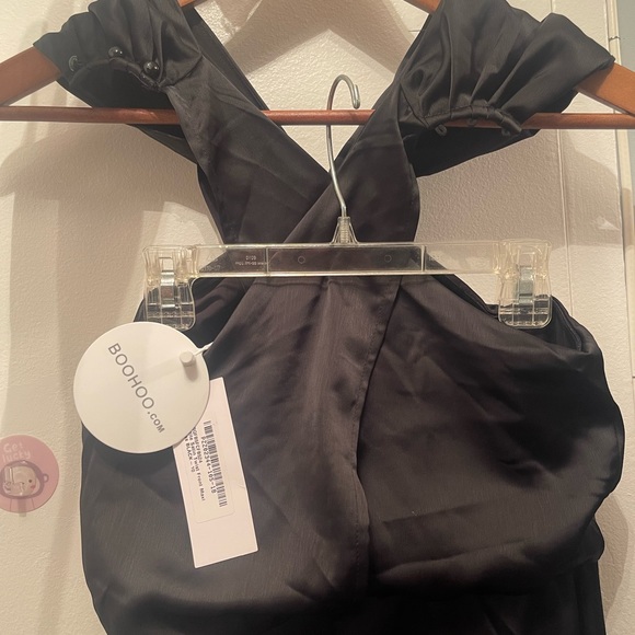 Black Petite Satin Twist Front Maxi Dress Size 10 - Picture 4 of 10